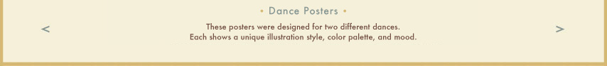 Two dance posters with different illustration styles.