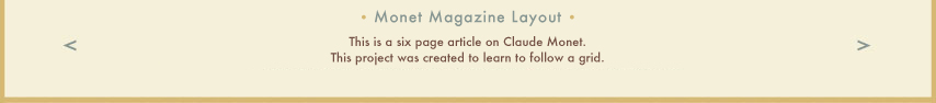A six page magazine layout about Claude Monet.